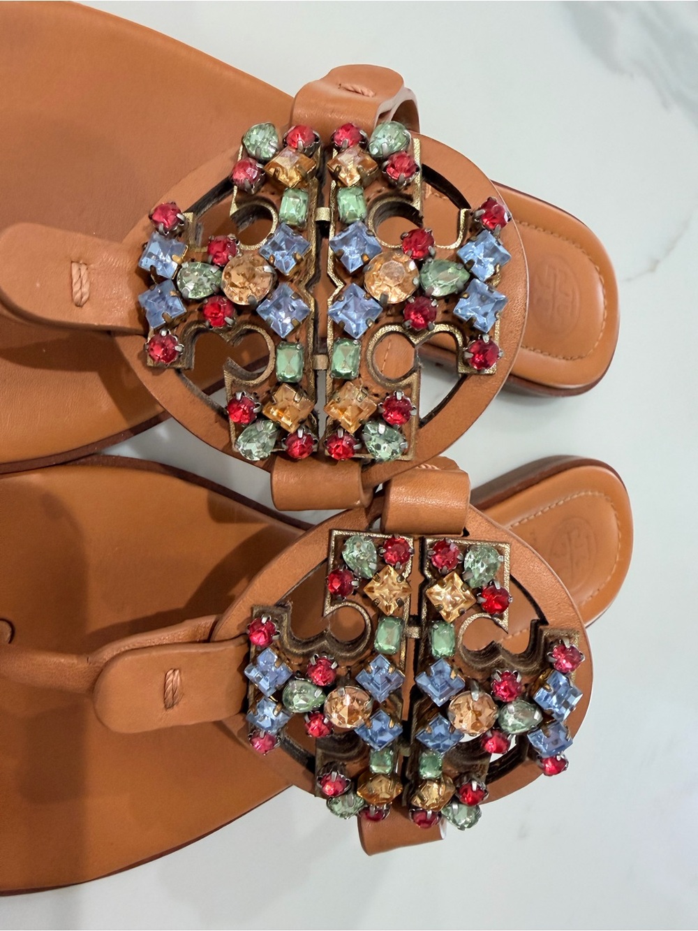 Rare Tory Burch Tan Jeweled miller sandal - Picture 7 of 8